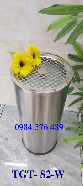 THÙNG RÁC INOX TRÒN GẠT TÀN TGT-S2-W