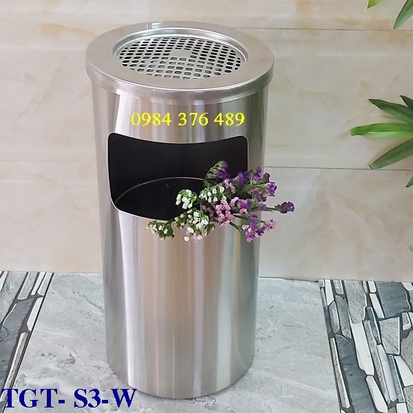 THÙNG RÁC INOX TRÒN GẠT TÀN TGT-S2-W
