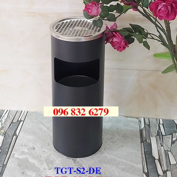 THÙNG RÁC INOX GẠT TÀN TRÒN MÀU ĐEN OR TRẮNG