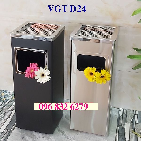 THÙNG RÁC INOX VUÔNG GẠT TÀN