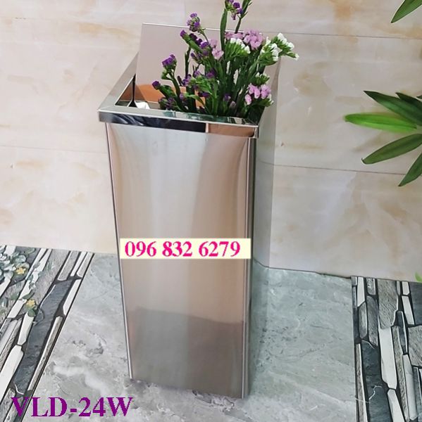 THÙNG RÁC INOX VUÔNG NẮP LẬT VL-D24-W