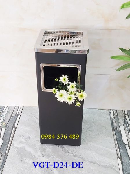 THÙNG RÁC INOX VUÔNG GẠT TÀN