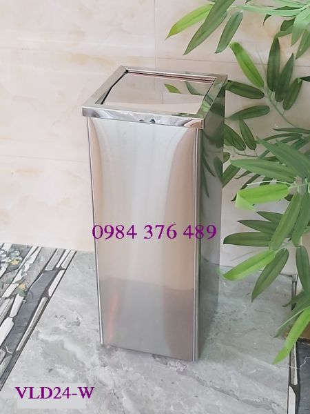 THÙNG RÁC INOX VUÔNG NẮP LẬT VL-D24-W